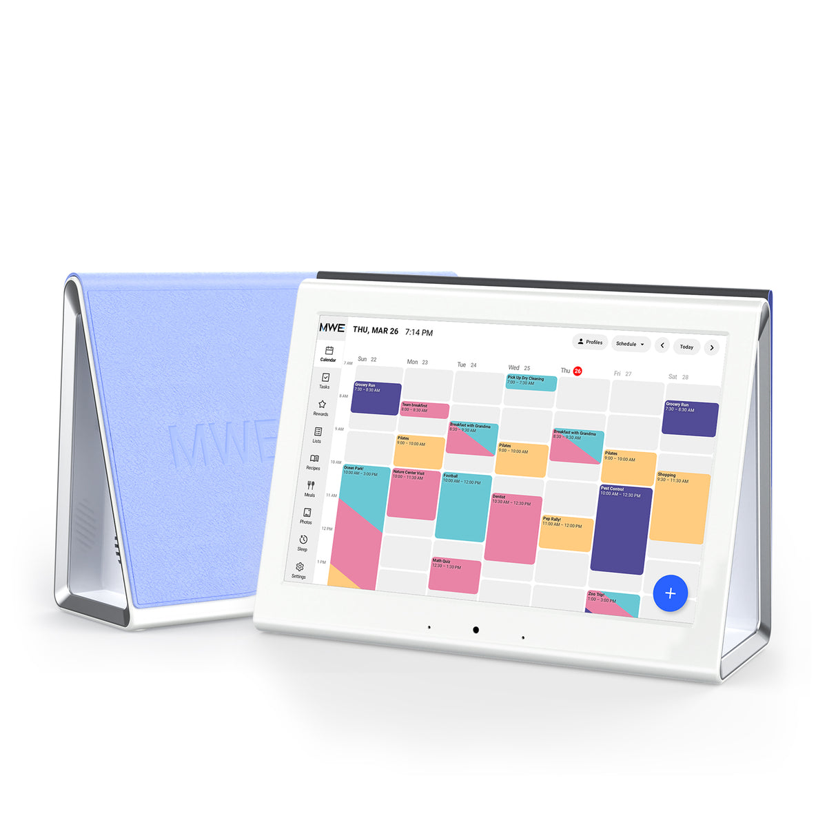 Smart Digital Calendar, Family Planner No Subscription | Wall Planner WiFi Sync Color-Coded Family Schedule, Chore Chart & Meal Plan, HD Interactive Touchscreen Smart Calendar with Purple Case
