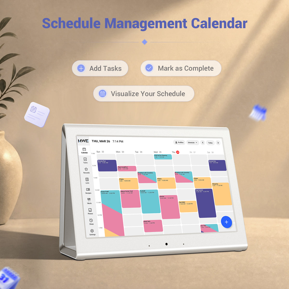 Smart Digital Calendar, Family Planner No Subscription | Wall Planner WiFi Sync Color-Coded Family Schedule, Chore Chart & Meal Plan, HD Interactive Touchscreen Smart Calendar
