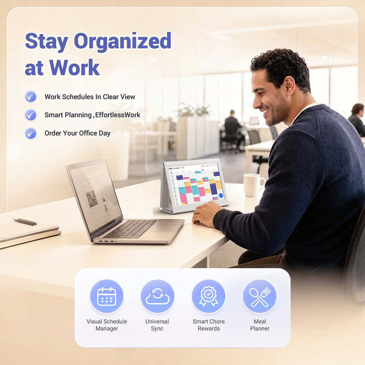 Smart Digital Calendar, Family Planner No Subscription | Wall Planner WiFi Sync Color-Coded Family Schedule, Chore Chart & Meal Plan, HD Interactive Touchscreen Smart Calendar