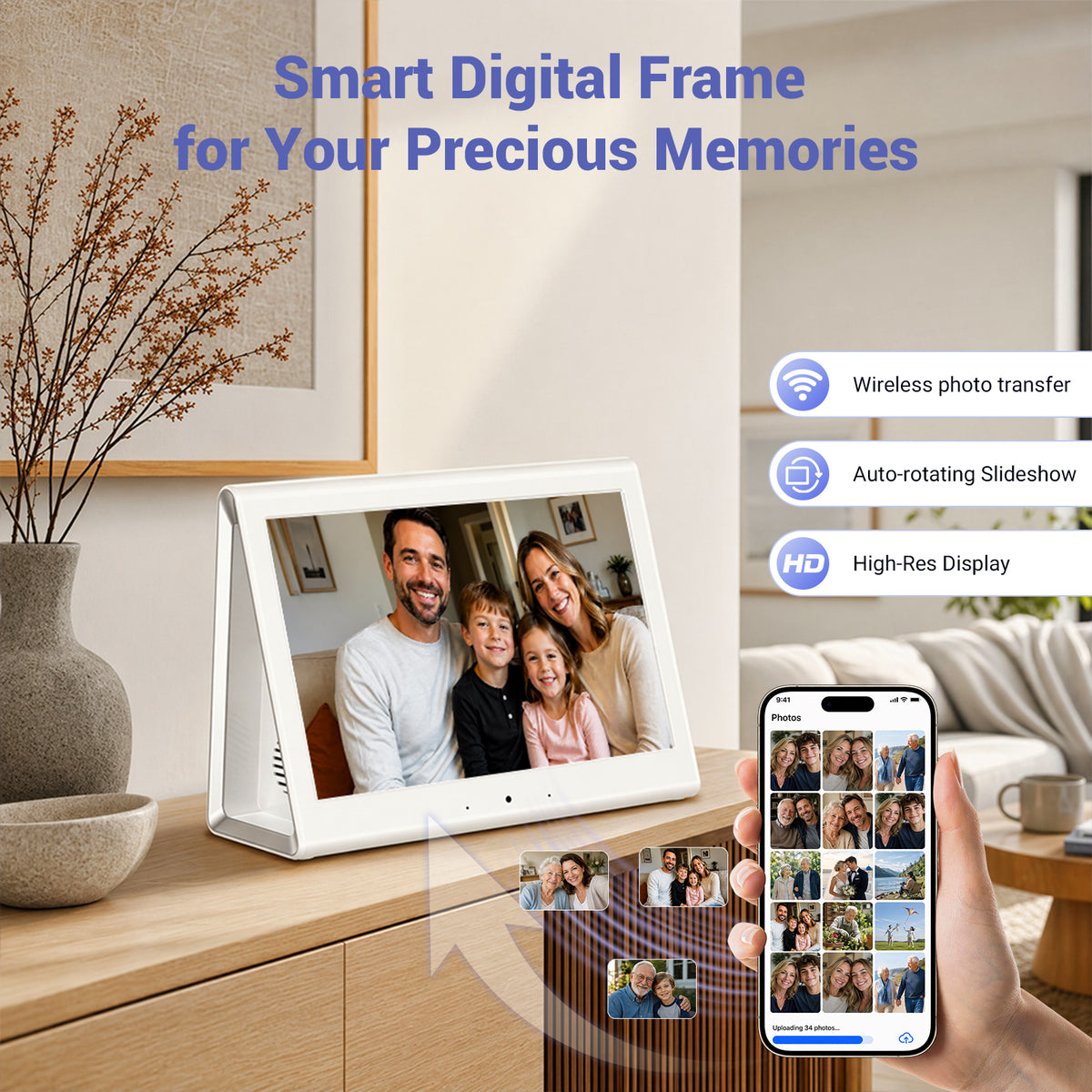 Smart Digital Calendar, Family Planner No Subscription | Wall Planner WiFi Sync Color-Coded Family Schedule, Chore Chart & Meal Plan, HD Interactive Touchscreen Smart Calendar